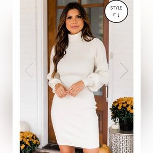 NWOT Pink Lily Excited For This Cream Sweater Dress